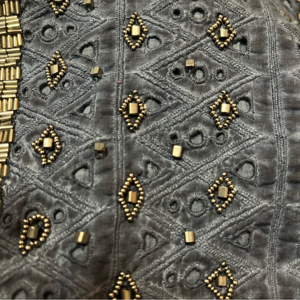 Blue Embroidered Open Jacket - Picture 6 of 10